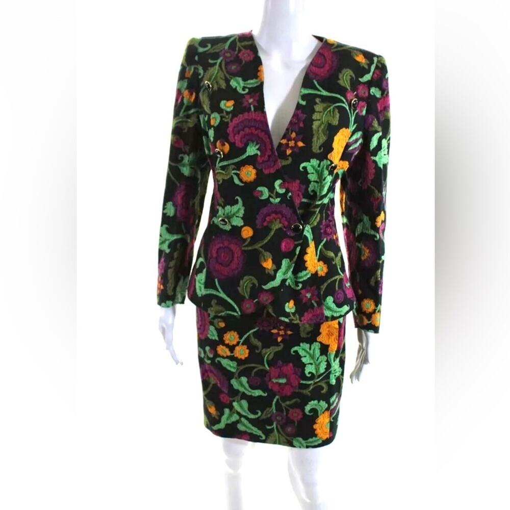 Vintage Emanuel Ungaro floral two piece skirt suit